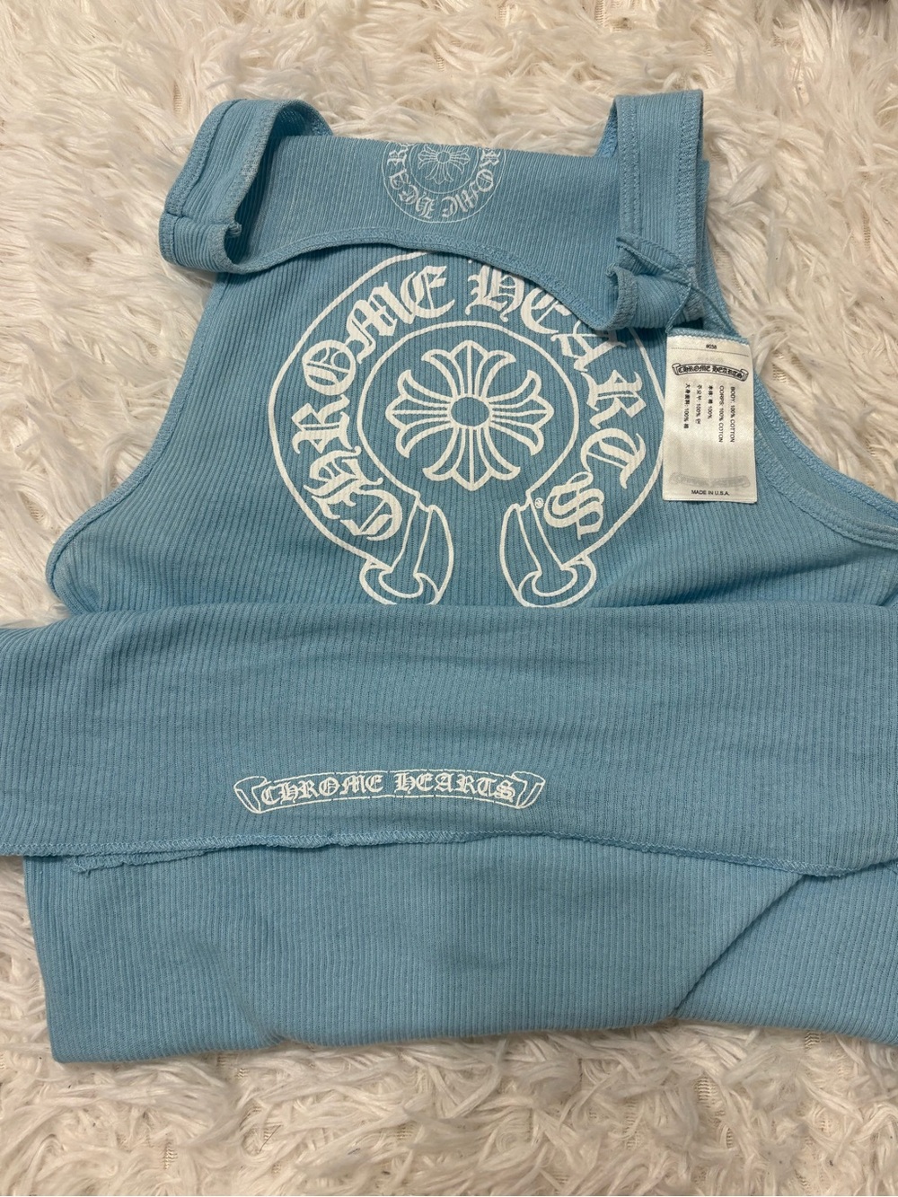 Chrome Hearts Light Blue Ribbed Logo Tank SIZE L
